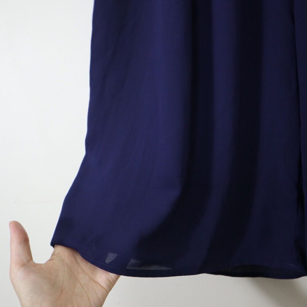 J.McLaughlin Size 6 Candela Pant Wide Leg Navy Blue Crepe Flowy Pleated - Picture 8 of 11